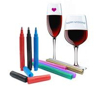 CNYMANY - 8 pennarelli per bicchieri da vino, cancellabili e lavabili, per vetreria, Plastica