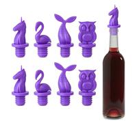 CNYMANY - 8 tappi per vino, riutilizzabili, in silicone, a forma di animale, con impugnatura superiore, per mantenere il vino fresco, colore: viola