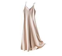 CNYMFF Vestito Donna Elegante Abito in Sospensione Satinato Acetato di Primavera Ed Estate per Donne A metà Lunghezza con Gonna di Fondo-b-m