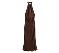 CNYMFF Vestito Donna Elegante Abito Midi Senza Battuta Indietro di Raso per Donne Eleganti Ospite di Nozze di Seta Ad Alto Tappeto Elegante-Un-l