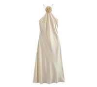 CNYMFF Vestito Donna Elegante Donna Flower Halter Dress off Show Shool Long Dress Women Women Weight Abite Summer Summer-Un-XS