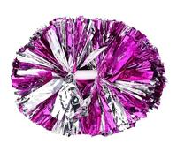 CNYUON 10 Pezzi Pompon da Sport con Maniglia for Cheerleading, Grandi Pompon Club, Accessori Ballo, decoratori di Fiori(Rose Mixed Silver,35CM)