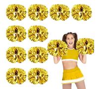CNYUON 6/12 Pezzi Pompon da Cheerleading Metallici con Manico Palline Squadra di Cheerleader Sport Squadra Accessori Ballo(Gold,6PCS)