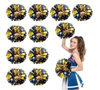CNYUON 6/12 Pezzi Pompon da Cheerleading Metallici con Manico Palline Squadra di Cheerleader Sport Squadra Accessori Ballo(Gold And Blue,6PCS)