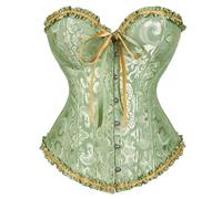 CNYUON Bustini e corsetti sexy da donna, top in pizzo floreale for, vintage overbust, in raso jacquard(Green,6XL)