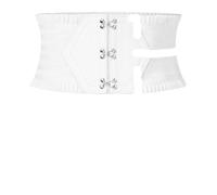 CNYUON Cintura larga con balze elastiche a tripla fibbia vibrante - Elegante cintura decorativa for abito da donna cinturino regolabile per Abito da Donna(XL,WHITE)