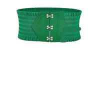 CNYUON Cintura larga con balze elastiche a tripla fibbia vibrante - Elegante cintura decorativa for abito da donna cinturino regolabile per Abito da Donna(XXL,Green)