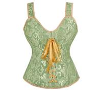 CNYUON Corsetto da donna con spalline, corsetti neri overbust, e bustier vintage, corsetto lacci stecche in jacquard(Green,S)