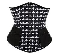 CNYUON Corsetto sottoseno in pelle marrone con cintura, lacci sulla schiena, corsetto jacquard vintage for donna(Grey,M)