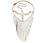 CNYUON Maschere di velo con nappe e strass a pieno facciale Catene for donne Maschera for il viso for feste ballo in maschera Accessori for sexy(Style06)