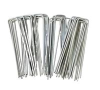 CNYUON Punti Metallici for Giardinaggio, picchetti da Giardino a Forma di U, for, for Tende Resistenti, Fissaggio for Erbacce per Fissaggio(Silver-4cmx20cm)