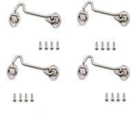 CO 4 ganci per finestra in acciaio inox, gancio tempete,fermo per serratura a occhio robusto supporto per cancello girevole per giardino, porta finestra (4 pollici)