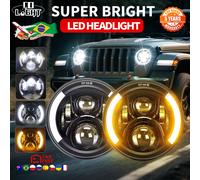CO LUCE E9 Auto 7 "Faro A Led Hi/Low H4 Halo Angolo Occhi Per Harley Urbano BMW Jeep JK 4x4 Suzuki Samurai Wrangler Off Road 12V