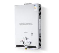 CO-Z Scaldabagno a Gas GPL 10L con Modalità Inverno ed Estate Caldaia a Gas GPL da 17 kW a Parete senza Serbatoio Scaldacqua Istantaneo Automatico con Anima in Rame e Display a LED (10L Argento)