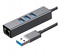 Co2 Adattatore Gigabit USB 3.0 Ethernet 1000 Mbps + 3x USB 3.0 Alluminio Plug and Play RTL8153 RJ45 15 cm Compatibile con Windows MacOS Linux TV Box Android Console senza driver