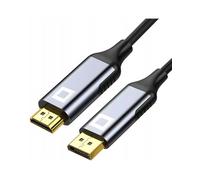 Co2 Cavo da DisplayPort DP a HDMI 2.0 4K/60Hz, 2K/240Hz, Full HD, HDR dinamico DSC 3D HDCP 2.2 FEC, Plug & Play, 18 Gbps, adattatore unidirezionale, grigio alluminio (1 m)