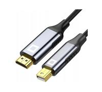 Co2 Cavo da Mini DisplayPort DP a HDMI 2.0 4K/60Hz, 2K/240Hz, Full HD, Dynamic HDR DSC 3D HDCP 2.2 FEC, Plug & Play, 18 Gbps, adattatore unidirezionale, grigio spazio alluminio (3 m)