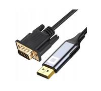 CO2 DisplayPort a VGA D-SUB 2K/60Hz, Full HD 1080p, Plug & Play, placcato oro, adattatore unidirezionale, convertitore, compatibile con laptop, monitor, proiettori, alluminio grigio spazio (1m)