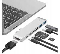 Co2 Hub USB C 7 in 1 per MacBook Pro Air HDMI 4K Thunderbolt 3 5K 40 Gbps USB 3.0 lettore SD ricarica 100 W alluminio Plug and Play compatibile con macOS