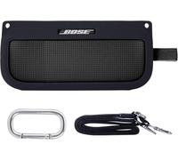 co2CREA Custodia Protettiva in Silicone Compatibile per altoparlante portatile Bluetooth Bose SoundLink Flex (silicone + gancio moschettone + tracolla (altoparlante non incluso) (Silicone Nero)
