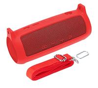 co2CREA Custodia Protettiva in Silicone Compatibile per JBL Flip 6 (silicone + gancio moschettone + tracolla (altoparlante non incluso) (rosso)(solo scatola,Case Only)
