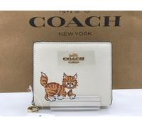 COACH CC472 Portafoglio a Scatto Porta Carte con Presa Gattino Danzante Gatto