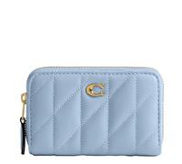 Coach Cuscino trapuntato da donna in pelle piccola cerniera intorno alla custodia per carte accessorio-viaggiatori maniche, B4/Bluebell, B4/Bluebell