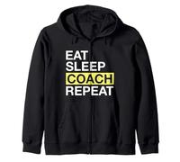 Coach Eat Sleep Coach Repeat Coaching Felpa con Cappuccio