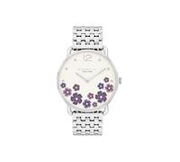 COACH Elliot Orologio al quarzo da donna 2H, cinturino in acciaio inox da 36 mm, design floreale colorato, alla moda, regalo per lei, Argento