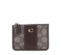 Coach Essential Signature Jacquard Mini Porta carte di credito marrone scuro, canvas, donna