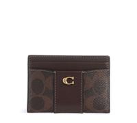 Coach Essential Signature Porta carte di credito marrone scuro, pelle sintetica, donna