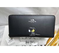 Coach F53773 Snoopy Portafoglio Lungo con Zip Around OUTLET Pelle Nero Woodstock