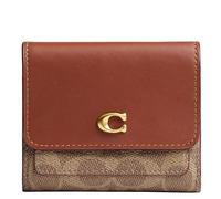 Coach Mila Portafoglio piccolo da donna con patta in tela firmata Accessory-Travel, B4/Tan Caramel