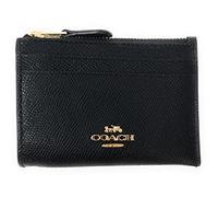 COACH Mini Skinny ID Case (pelle a grana incrociata, nera), nero, classico, Nero , Classico