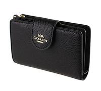 COACH Portafoglio medio in pelle con zip ad angolo in nero - oro, stile n. 6390, oro/nero, portafoglio medio in pelle con zip ad angolo