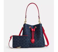 Coach Roan Bucket Bag Signature Canvas 2WAY Tracolla con Pouch CBH07 Denim NUOVO