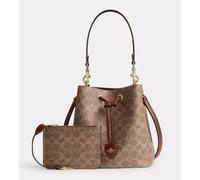 Coach Roan Bucket Bag Signature Canvas 2WAY Tracolla con Pouch CBH07 Tan NUOVO