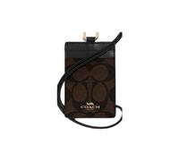 Coach Signature C PVC in tela marrone nero, cordino, distintivo ID porta carte di credito 63274