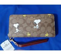 Coach Snoopy Portafoglio Lungo con Zip Around OUTLET Pelle Marrone CE705