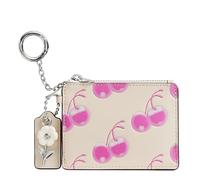 Coach The Summer I Turned Pretty Wavy - Porta carte da donna con cerniera, con portachiavi, stampa ciliegia, rosa/nuvola, taglia unica