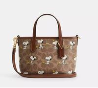 Coach x PEANUTS 2025 City Mini Tote Bag Signature Canvas Snoopy Print CBS83 N...
