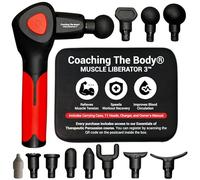 Coaching The Body Muscle Liberator 3 strumento terapeutico a percussioni, pistola massaggiante, ricaricabile, teste in silicone, 1,1 kg, profondità corsa 13 mm, 16 impostazioni di velocità