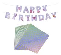 COACOM 1 Banner A Tema Sirena E 20 Fogli di Tessuti, Materiali per Feste A Tema Marino, Decorazioni per Feste, Banner di Compleanno Creativi.