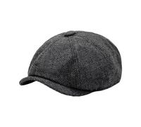 COACOM 1 berretto nero con melone, da uomo, con motivo a spina di pesce, protezione solare, accessorio retrò e versatile, adatto per picnic e pesca, Nero , L