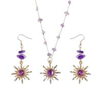 COACOM 1 Collana con Ciondolo da Sole in Cristallo E 1 Paio di Orecchini, Accattivante Lucentezza Dorata, Squisiti Dettagli Tridimensionali, Adatti per Giochi di Ruolo E Ballo di Fine Anno.