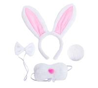 COACOM 1 Fascia di Coniglio, 1 Papillon, 1 Naso E 1 Coda, Accessori in Costume di Coniglio, Oggetti di Ruolo, Oggetti in Costume.