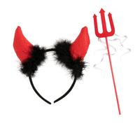 COACOM 1 Fascia per La Testa E 1 Forcella di Oggetti di Scena, Accessori per Costumi del Diavolo, Accessori per Il Gioco di Ruolo, Accessori in Costume in Maschera.