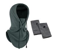 COACOM 1 maschera grigia antivento, 1 guanto a mezze dita grigio scuro, cappello in lana antivento, maschera da sci regolabile, maschera da bicicletta, maschera in poliestere, cappuccio invernale per