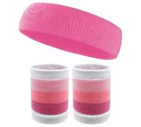 COACOM 1 Paio di Guardie da Polso A Strisce, 1 Pezzo di Fascia Rosa, Fitness E Abito Assorbente Sudore Sportivo, Comodo E Traspirante, Ciclismo Esterno E Decorazioni da Corsa.