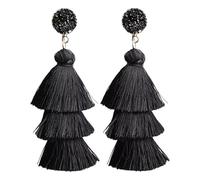 COACOM 1 Paio di Orecchini di Nappe Neri, Orecchini di Design Creativo, Orecchini alla Moda E Personalizzata, Orecchini Boho.